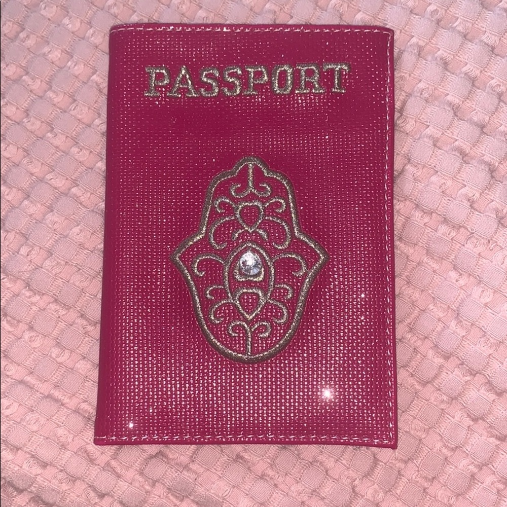 Pink hamsa passport cover
